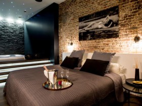 Apartment Jacuzzi et Sauna Nuit - Bedroom